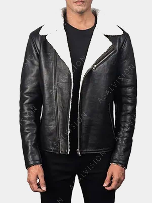 Alberto Shearling Black Biker Jacket