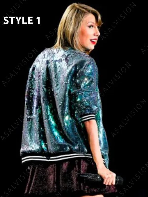 American Singer Taylor Swift Ombre Sequin Bomber Jacket