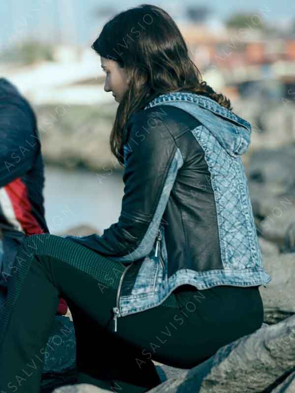 Angelica Sale Suburraeterna Carlotta Antonelli Denim Leather Hooded Jacket
