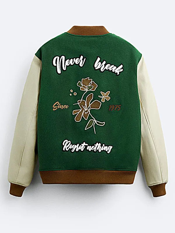 Anthony Keyvan XO Kitty S02 Episode 1 Q Green & Beige Varsity Jacket