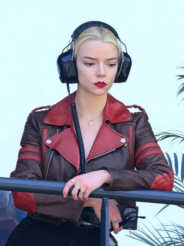 Anya Taylor Joy F1 GP Monaco Zipper Leather Jacket