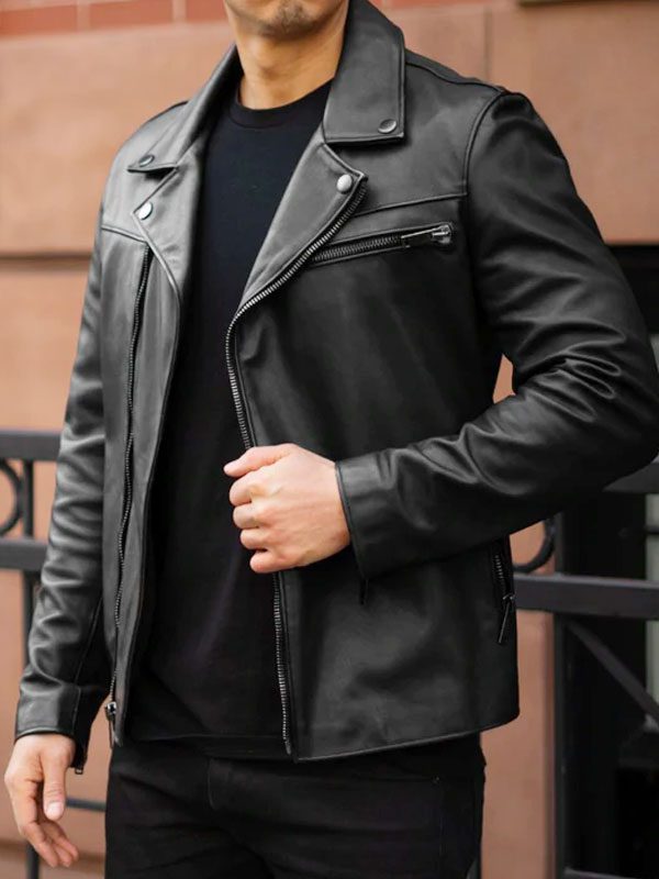 Authentic Black Motorcycle Leather Jacket For Men's