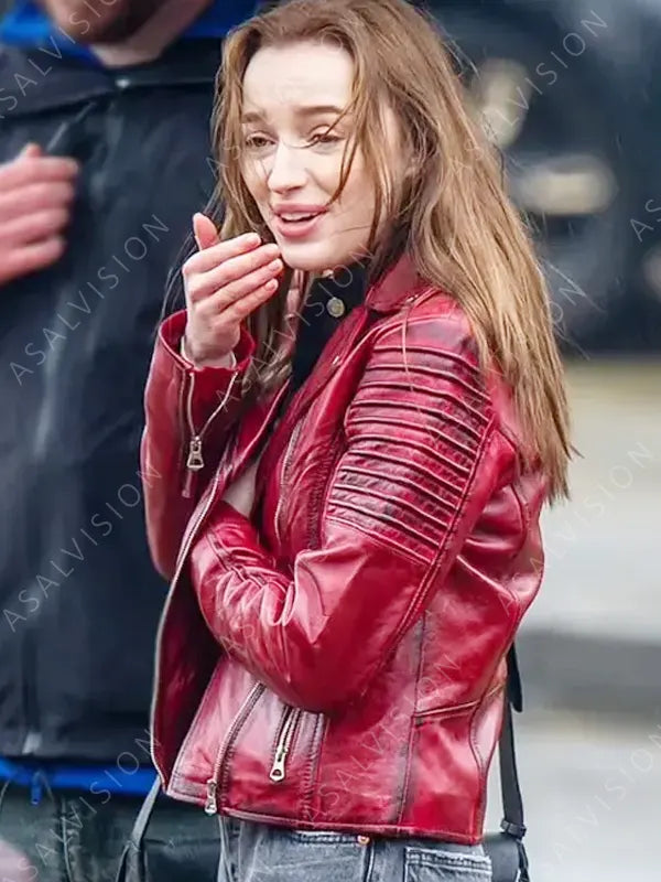 Bank Of Dave Alexandra Red Leather Jacket