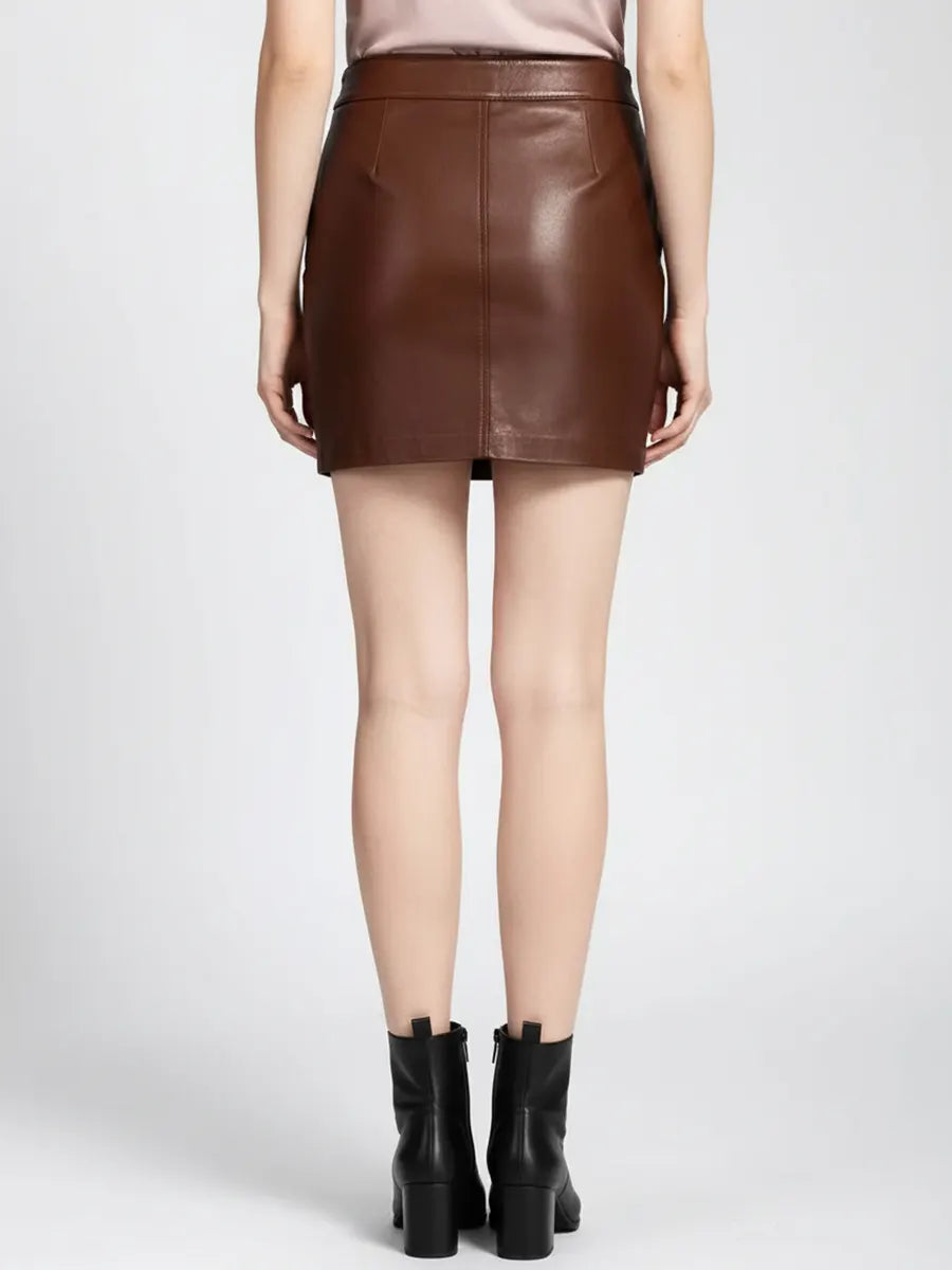 Basic Brown Leather Skirt