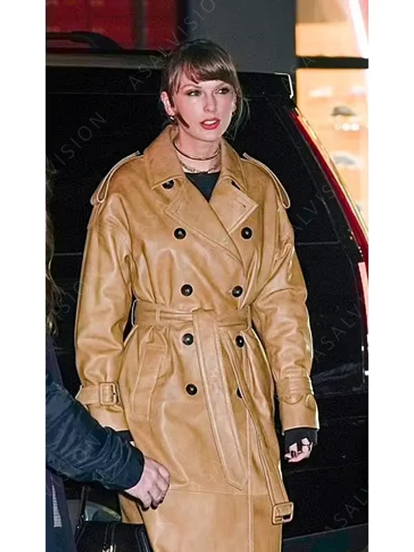 Belted Leather Trench Coat