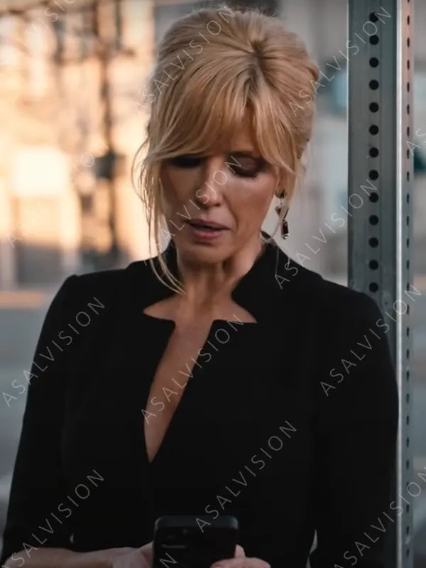 Beth Dutton Yellowstone Kelly Reilly Black Notch Neck Jacket