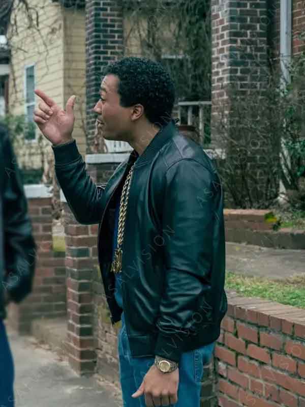 Big Meech TV Series Black Mafia Family BMF Demetrius Flenory Jr. Black Bomber Leather Jacket