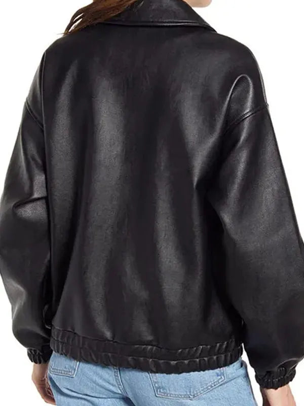 Black Bomber Real Leather Jacket
