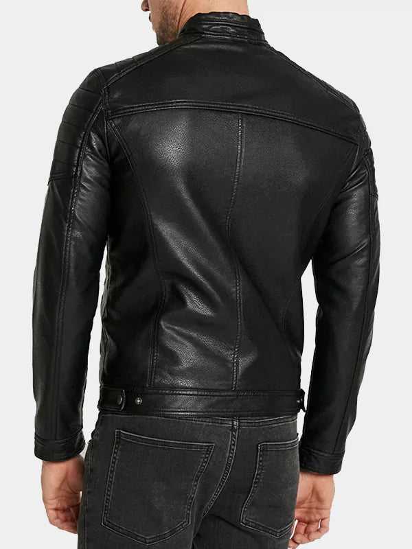 Black Cafe Racer Moto Real Leather Jacket
