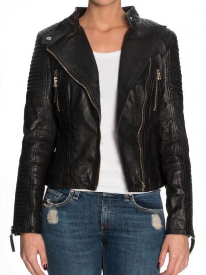 Black Leather Jacket For Women's