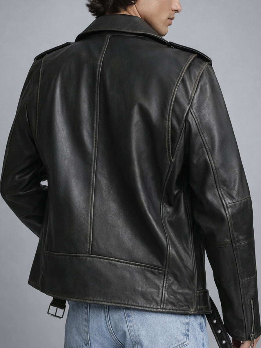 Malvorn Vintage Biker Black Jacket
