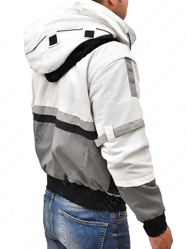 Bomber White Bomber Jacket With Hood