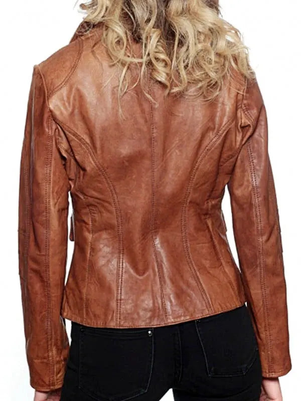 Brown Leather Blazer For Women