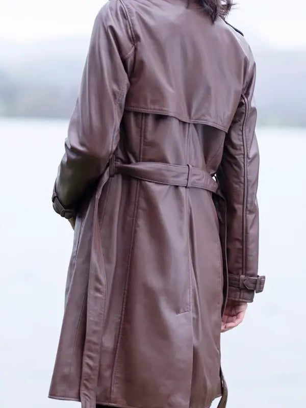 Brown Leather Trench Coat