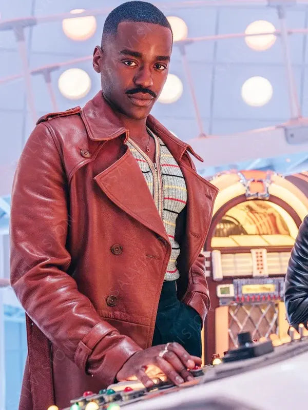 Brown Leather Trench Coat