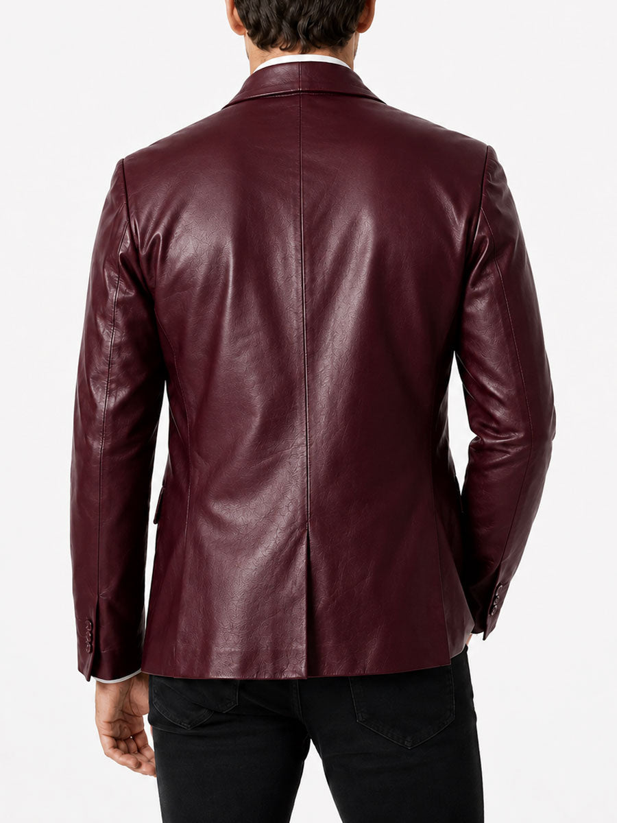 Burgundy Leather Blazer