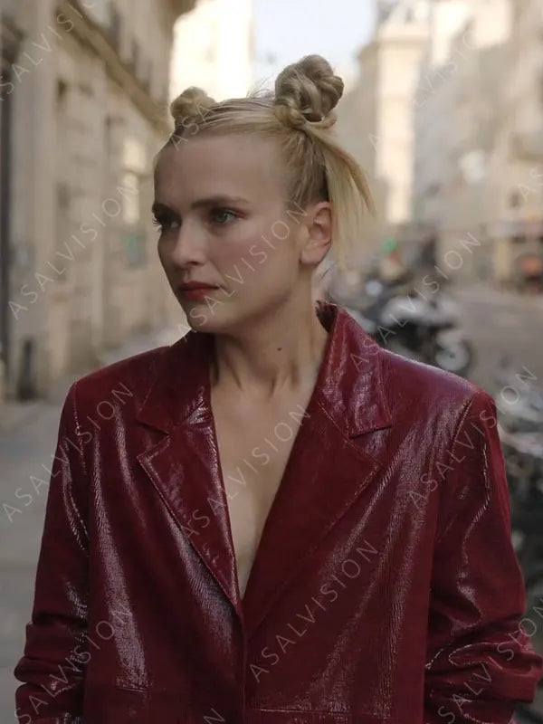 Camille Razat Maroon Leather Blazer