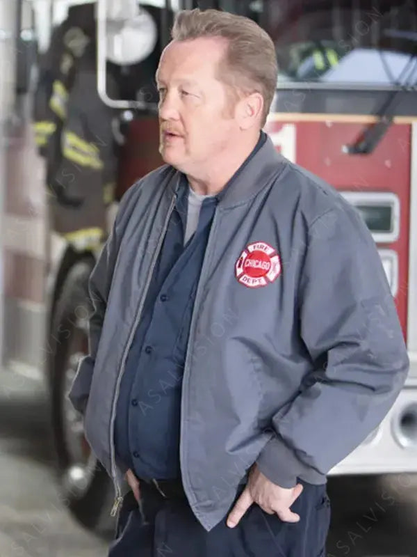 Chicago Fire Christian Stolte Grey Bomber Jacket