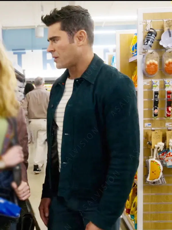 Chris Cole Movie A Family Affair 2024 Zac Efron Black Suede Jacket