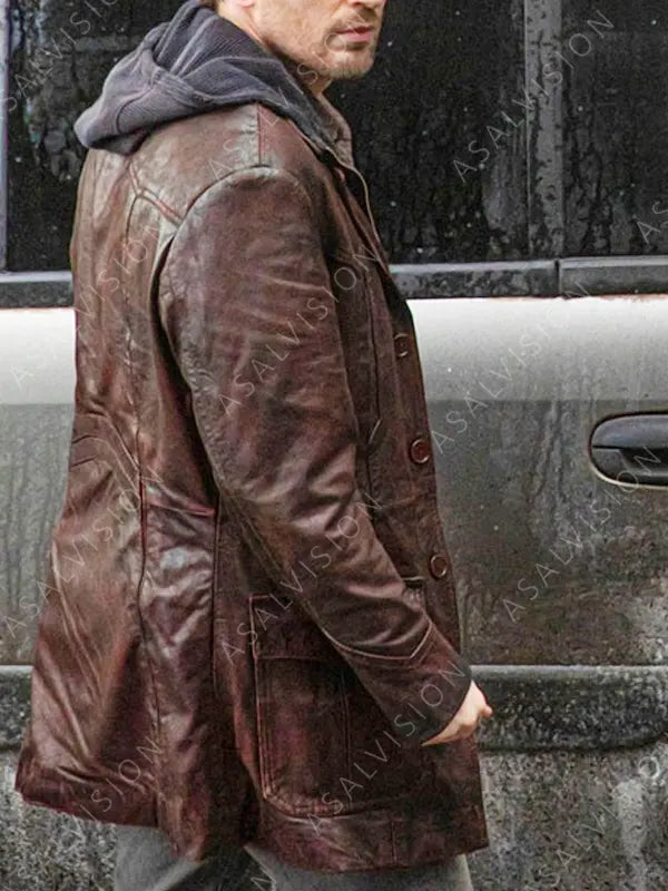 Chris Evans Red One Jack O’Malley Brown Vintage Leather Coat