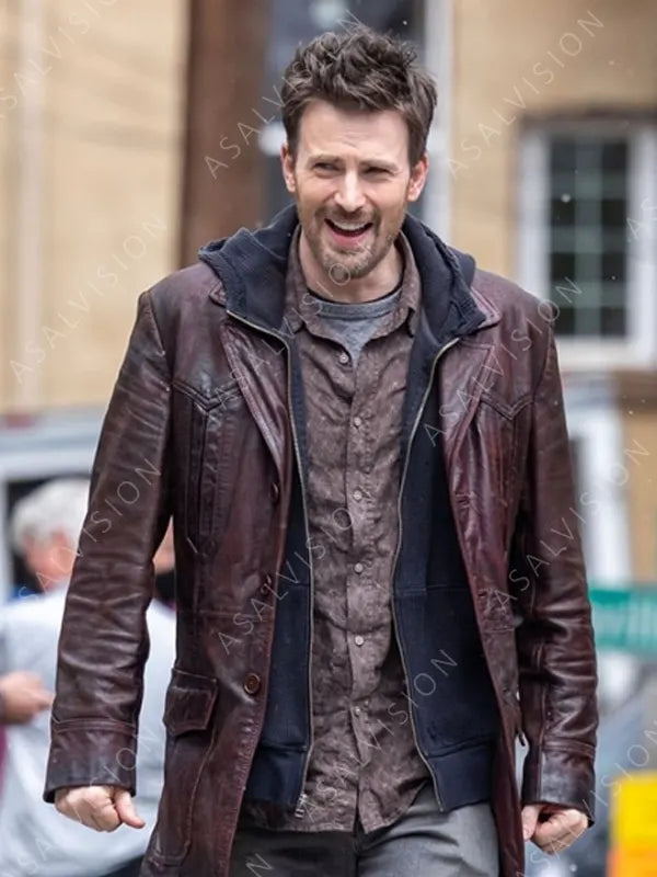 Chris Evans Red One Jack O’Malley Vintage Leather Jacket