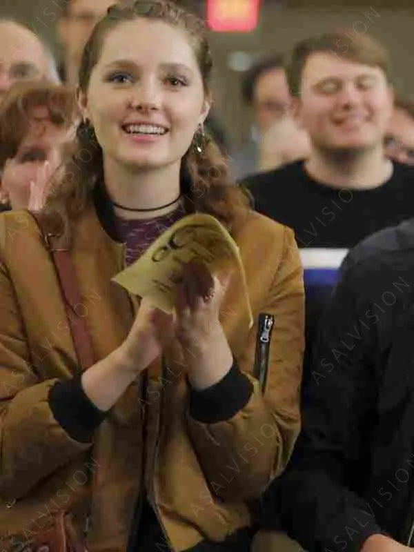 Coda 2021 Amy Forsyth Brown Bomber Jacket