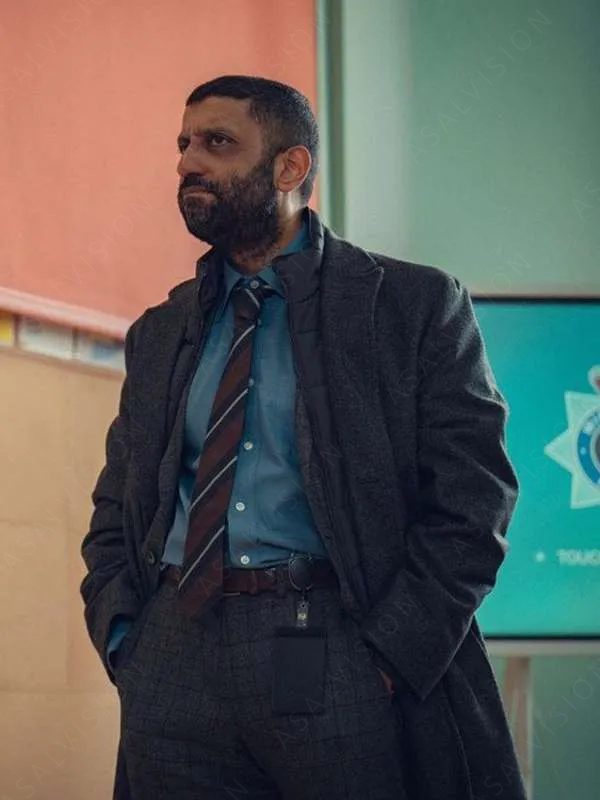 DS Sami Kierce Fool Me Once S01 Adeel Akhtar Grey Wool Trench Coat
