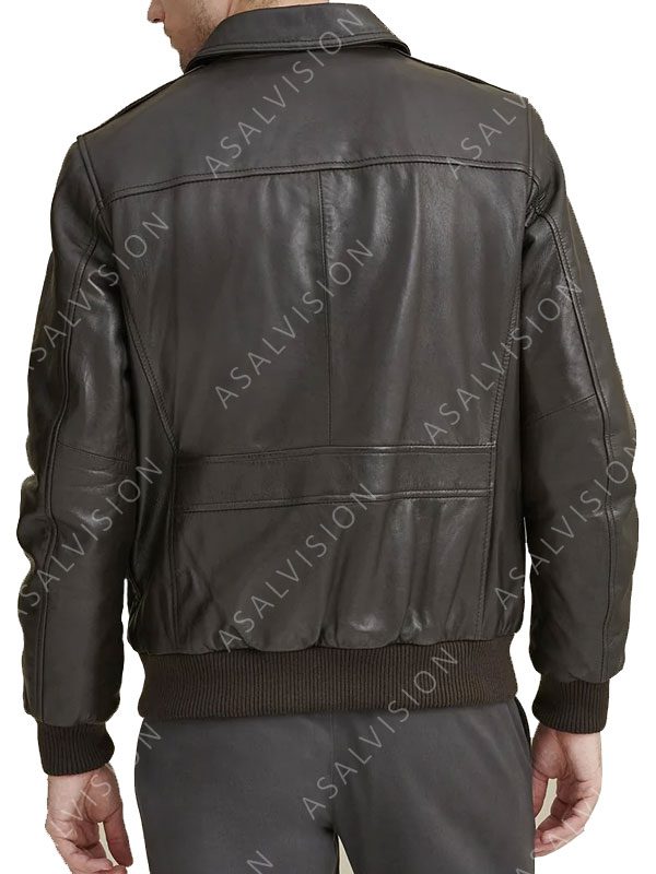 Dark Brown Bomber Casual Leather Jacket