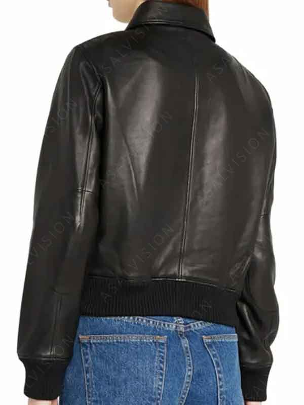 Dark Matter 2024 Daniela Vargas Dessen Black Bomber Leather Jacket