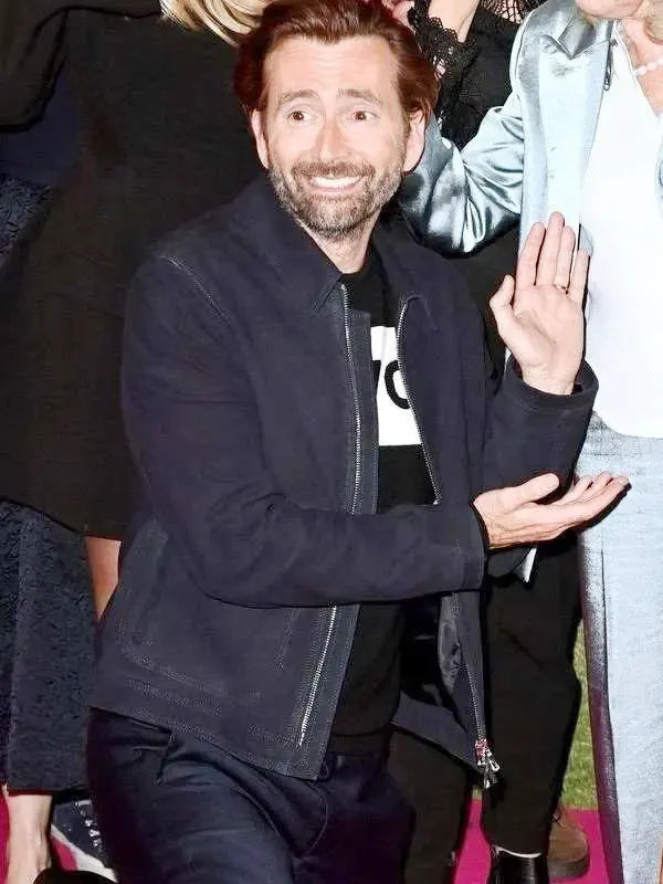 David Tennant Rivals 2024 Tony Baddingham Navy Blue Cotton Jacket