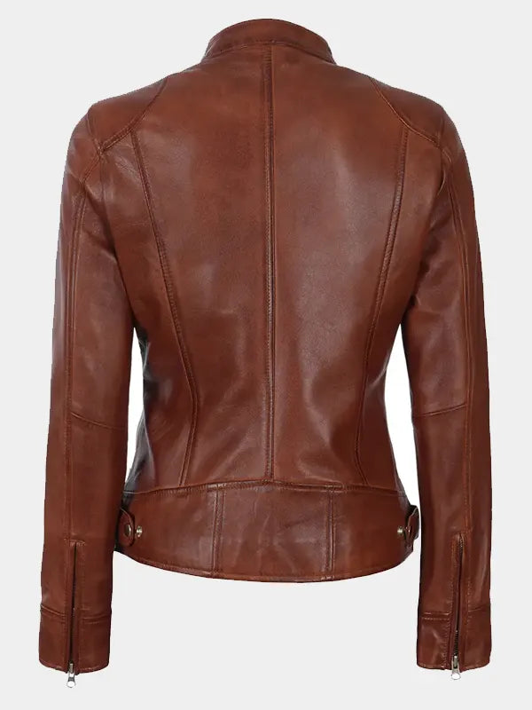 Declan Cafe Racer Lambskin Leather Jacket For Women