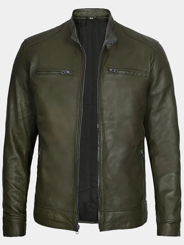 Declan Military Green Leather Jacket For Men