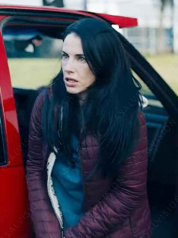 Donna Fendyr A Stranger’s Child 2024 Jessica Lowndes Maroon Puffer Quilted Jacket