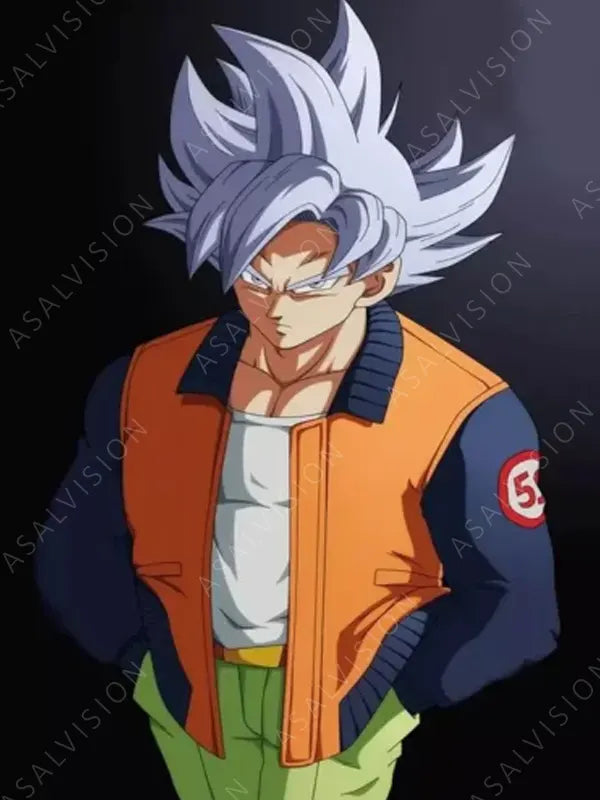 Dragon Ball Z Goku 59 Leather Bomber Orange And Black Jacket