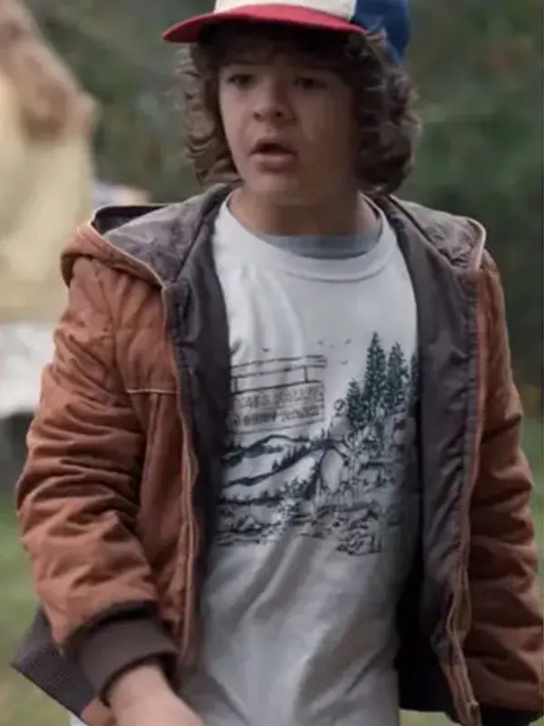 Dustin Henderson Stranger Things Gaten Matarazzo Brown Cotton Hooded Jacket