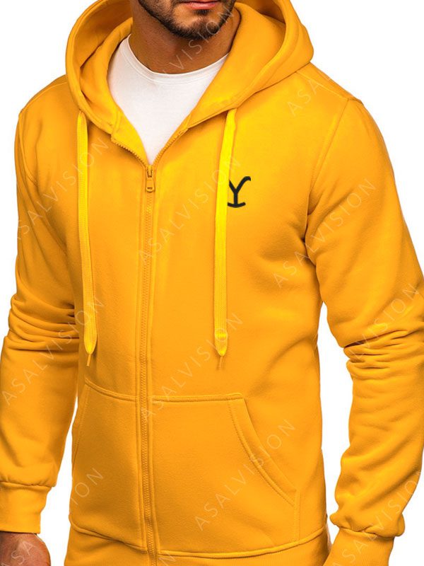 Dutton Ranch TV Series Yellowstone Yellow Fleece Zipper Hoodie