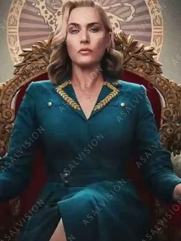 Elena Vernham TV Series The Regime 2024 Kate Winslet Blue Cotton Coat