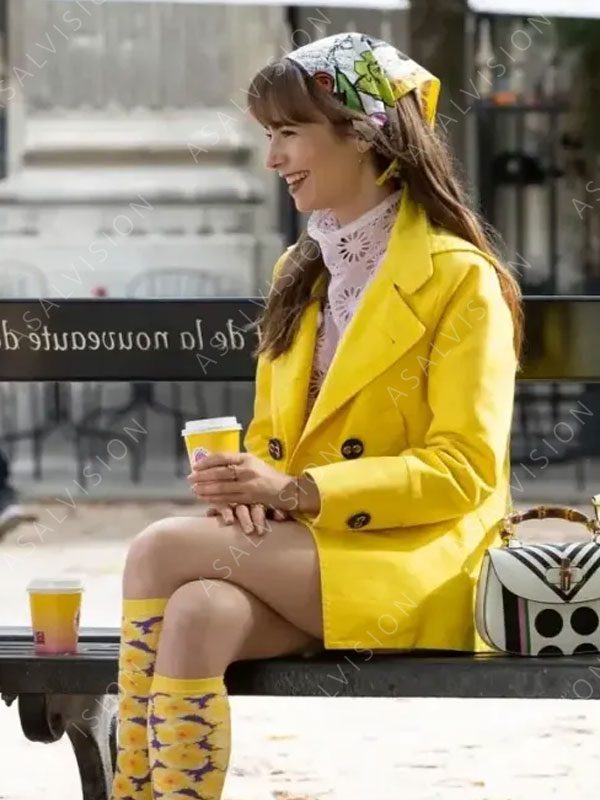Emily Cooper Emily in Paris S03 Yellow Double-Breasted Blazer Coat