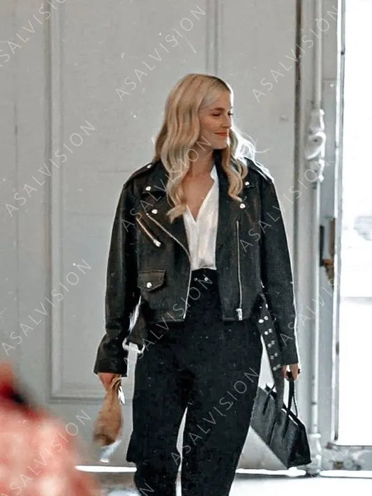 Emily In Paris Camille Razat Leather Black Jacket