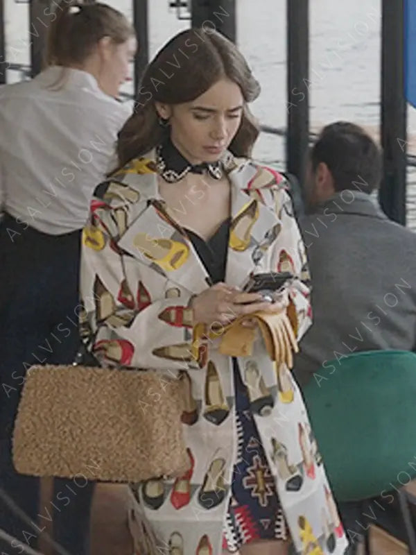 Emily in Paris Shoe Print Trench Coat
