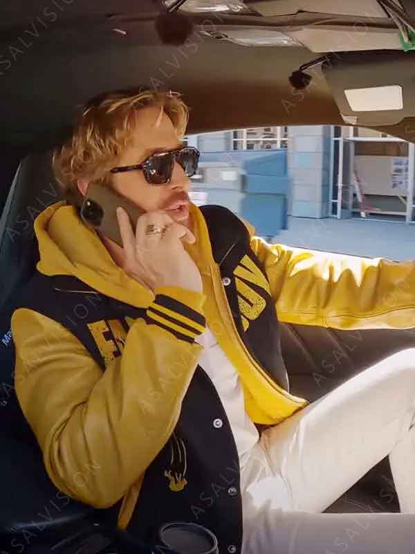 Fall Guy Black and Yellow Letterman Varsity Jacket