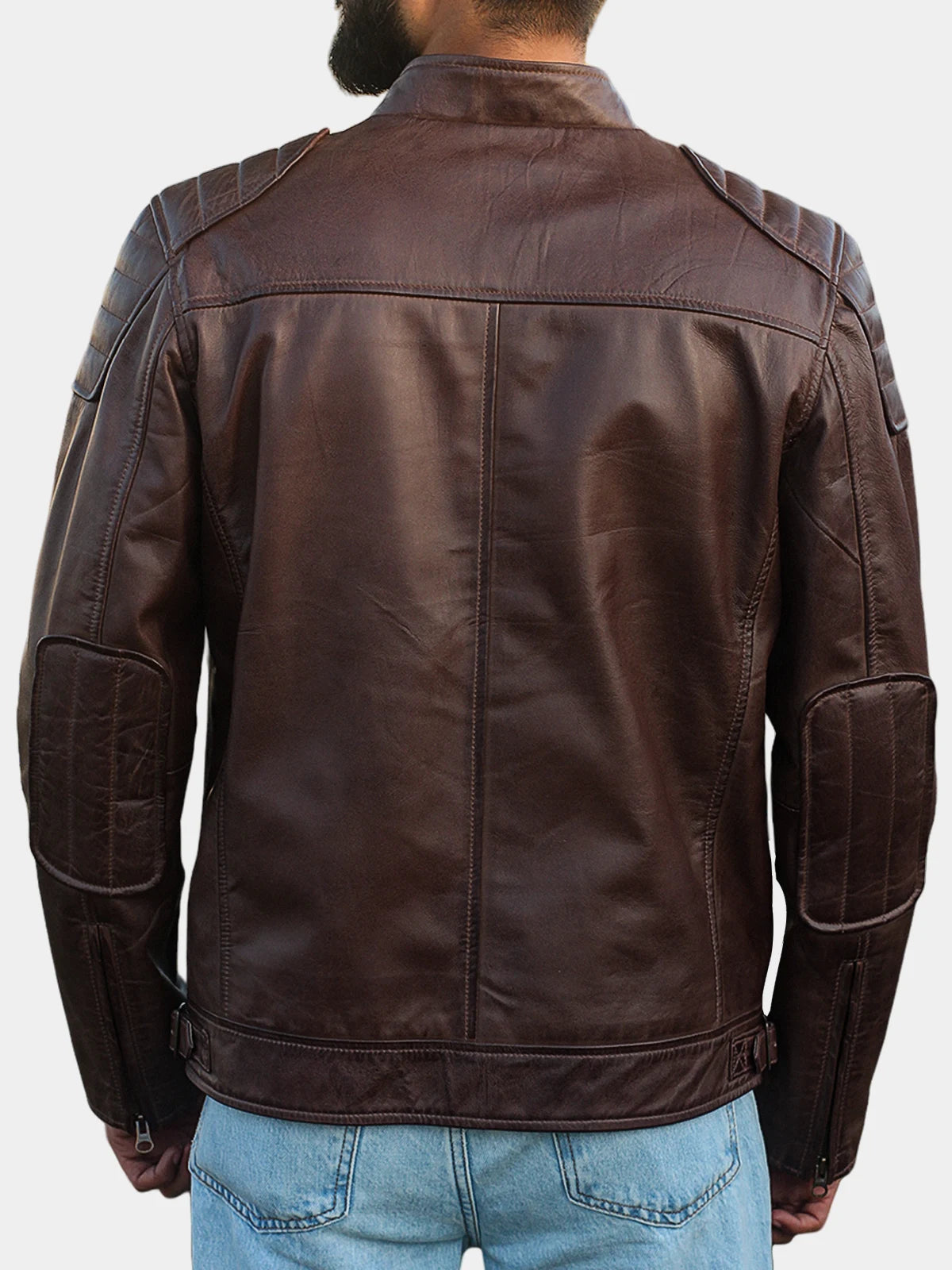Fenric Men's Dark Brown Leather Café Racer Style Jacket