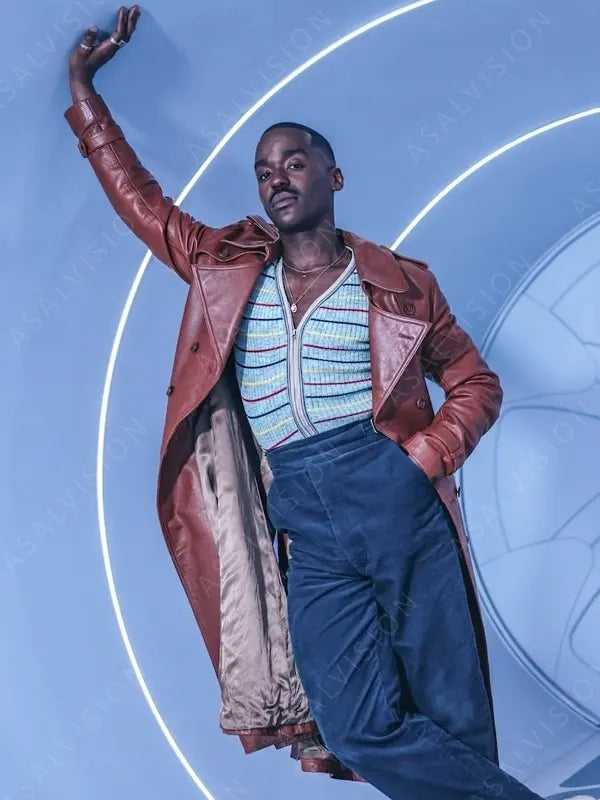 Fifteenth Doctor Doctor Who 2024 Ncuti Gatwa Brown Leather Trench Coat