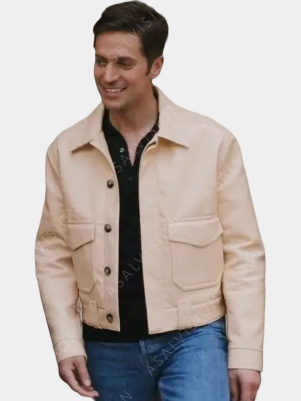 Gabriel Beige Emily in Paris Season 3 Leather Jacket