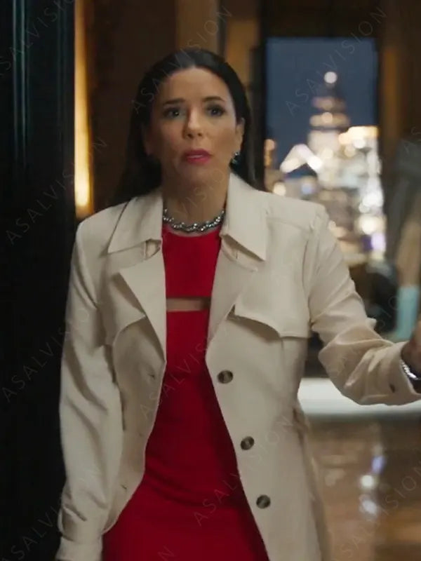 Gala TV Series Land Of Women 2024 Eva Longoria White Trench Coat
