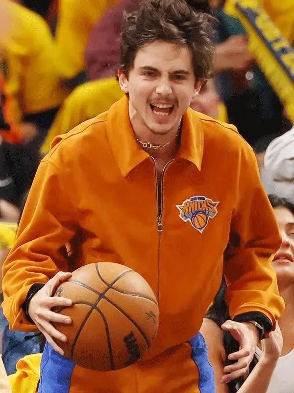 Game Six Timothee Chalamet Knicks Jacket – Orange