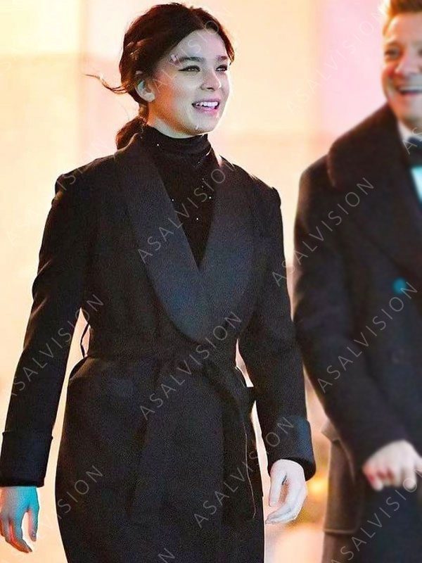 Hailee Steinfeld Black Wool Trench Coat