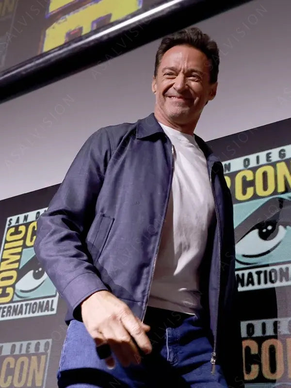Hugh Jackman Comic-Con 2024 Blue Cotton Jacket