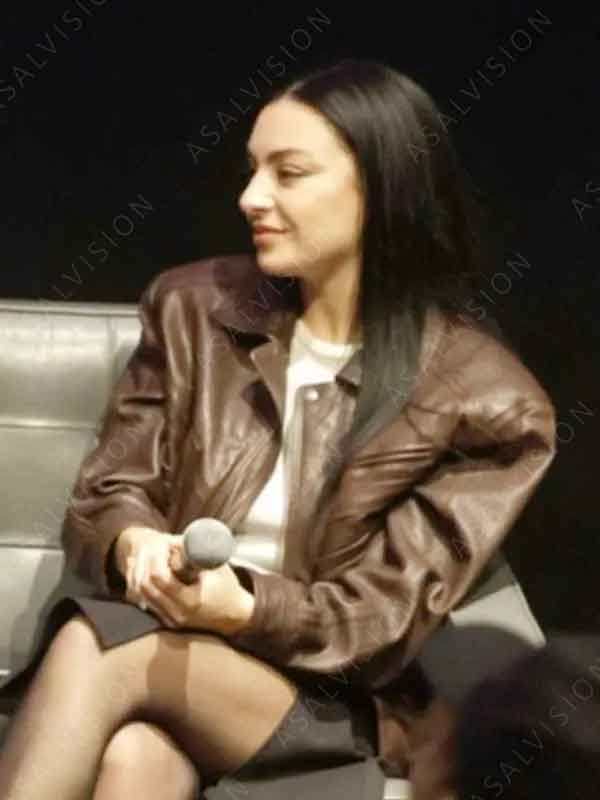 I Saw the TV Glow 2024 Premiere Charli XCX Brown Leather Jacket