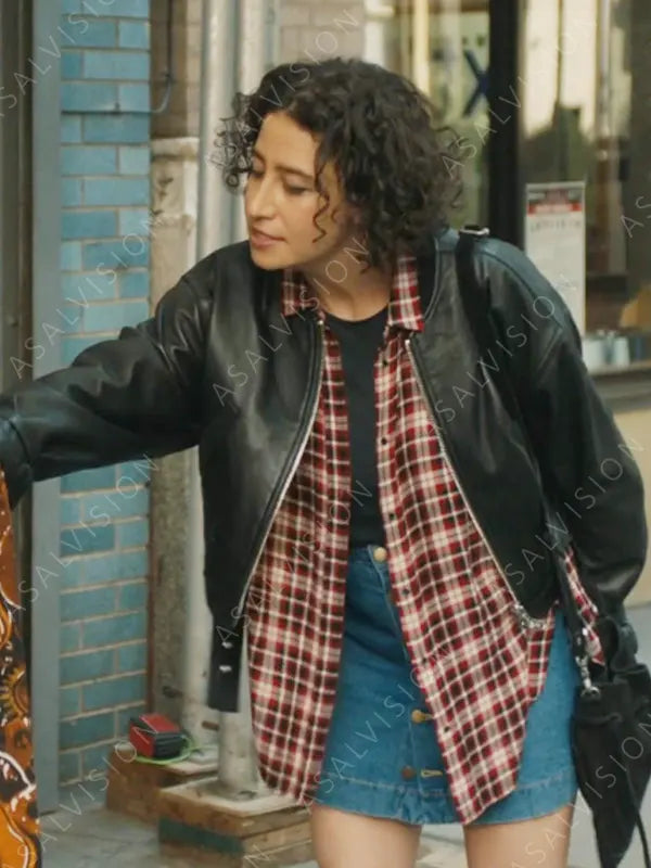 Ilana Glazer Movie Babes 2024 Eden Black Genuine Leather Jacket